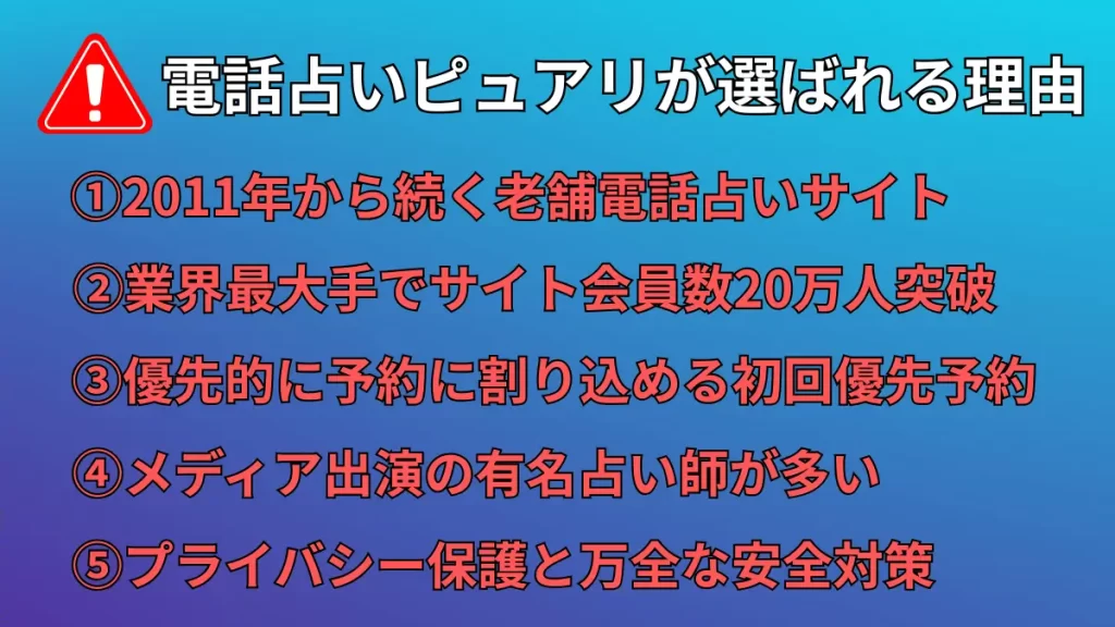 電話占いピュアリが選ばれる理由の画像